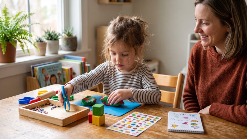 La mano necesita fuerza y control. Los dedos deben aprender a sostener, presionar, soltar, girar y coordinar. Por eso jugar con plastilina, pinzas, bloques, pegatinas o recortes también ayuda a escribir.