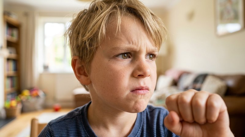 Un primerísimo plano del rostro de un niño de cinco años en el que se aprecian las primeras señales de tensión: la mandí